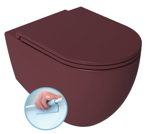 INFINITY miska WC wisząca, Rimless, 36,5x53cm maroon red mat