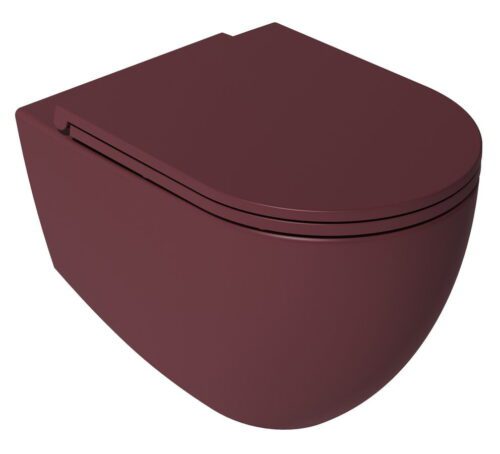 INFINITY miska WC wisząca, Rimless, 36,5x53cm maroon red mat