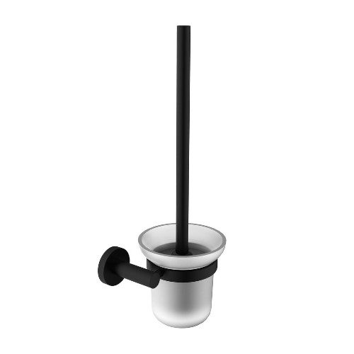 X-ROUND szczotka do WC ścienna szkło mleczne/czarny mat