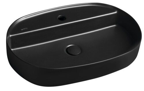 INFINITY OVAL umywalka ceramiczna nablatowa 60x40 cm czarny mat