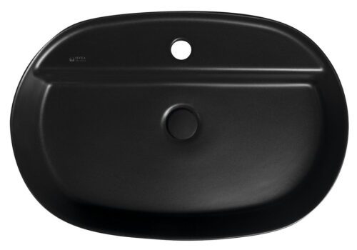 INFINITY OVAL umywalka ceramiczna nablatowa 60x40 cm czarny mat