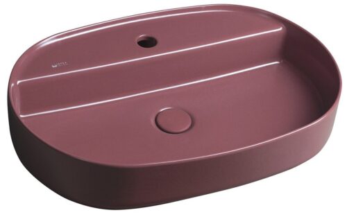 INFINITY OVAL umywalka ceramiczna nablatowa 60x40 cm Maroon Red mat