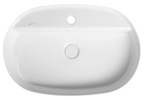 INFINITY OVAL umywalka ceramiczna nablatowa 60x40 cm biała połysk