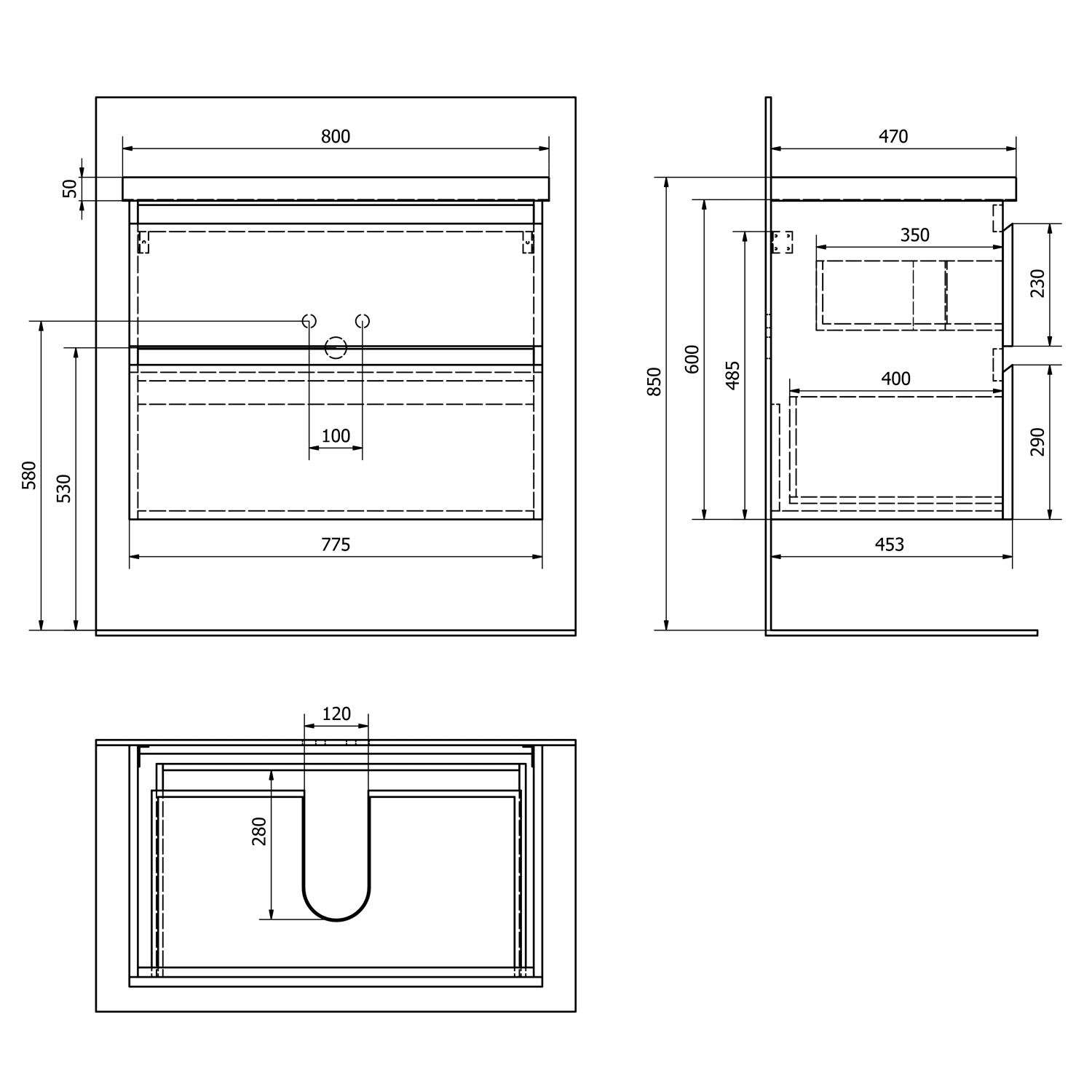 ALTAIR szafka umywalkowa 77,5x60x45 cm czarny mat ALTAIR szafka umywalkowa 77,5x60x45 cm czarny mat
