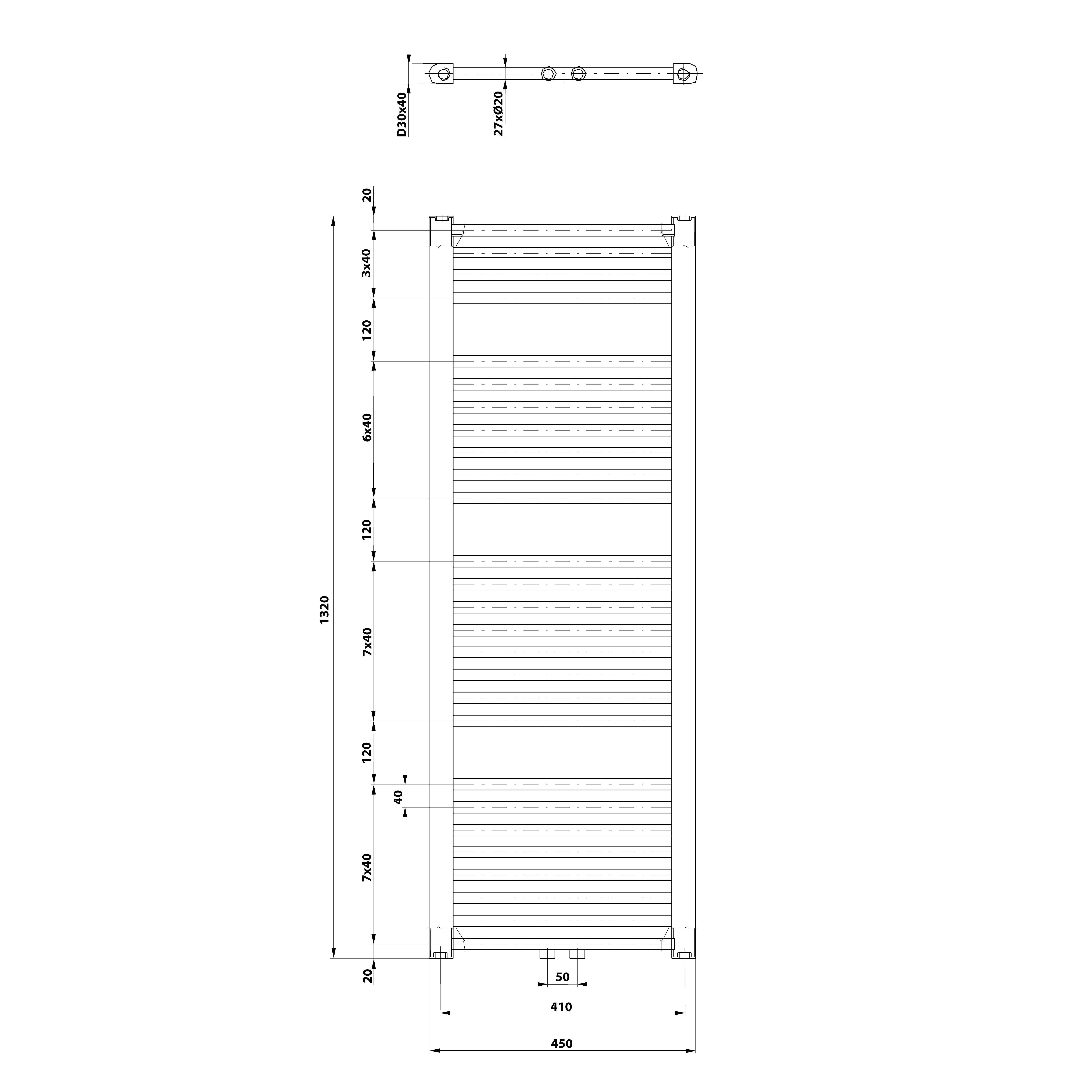 DIRECT grzejnik łazienkowy 450x1320 mm podłączenie środkowe dolne biały DIRECT grzejnik łazienkowy 450x1320 mm podłączenie środkowe dolne biały