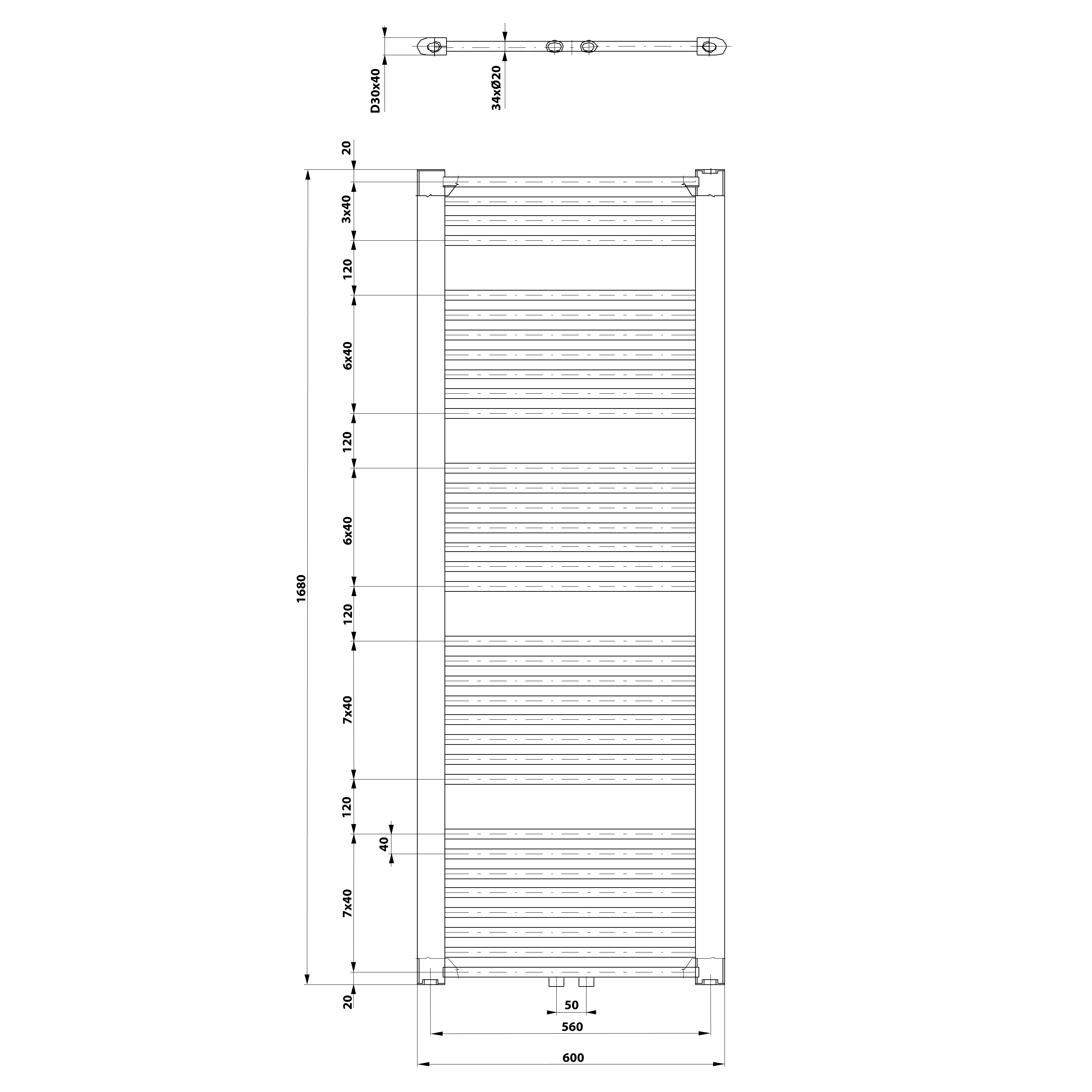DIRECT grzejnik łazienkowy 600x1680 mm podłączenie środkowe dolne biały DIRECT grzejnik łazienkowy 600x1680 mm podłączenie środkowe dolne biały