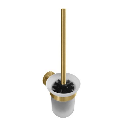 X-ROUND GOLD szczotka WC ścienna pojemnik mleczne szkło złoty