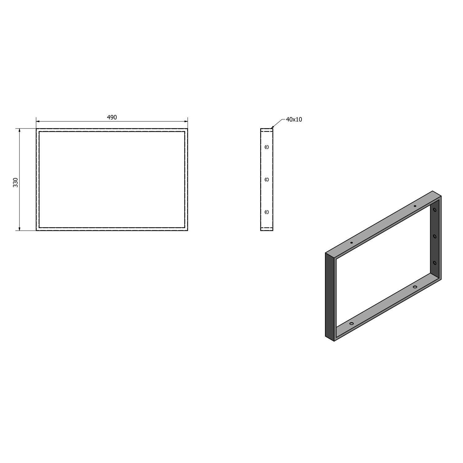 Wspornik 490x330x40mm stal malowana złoty mat Wspornik 490x330x40mm stal malowana złoty mat