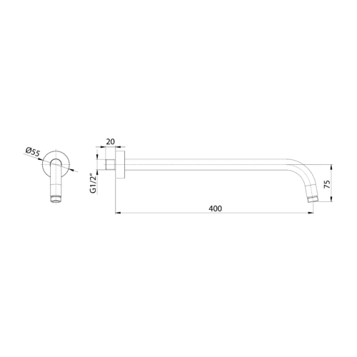 Ramię deszczownicy 400mm złoto mat