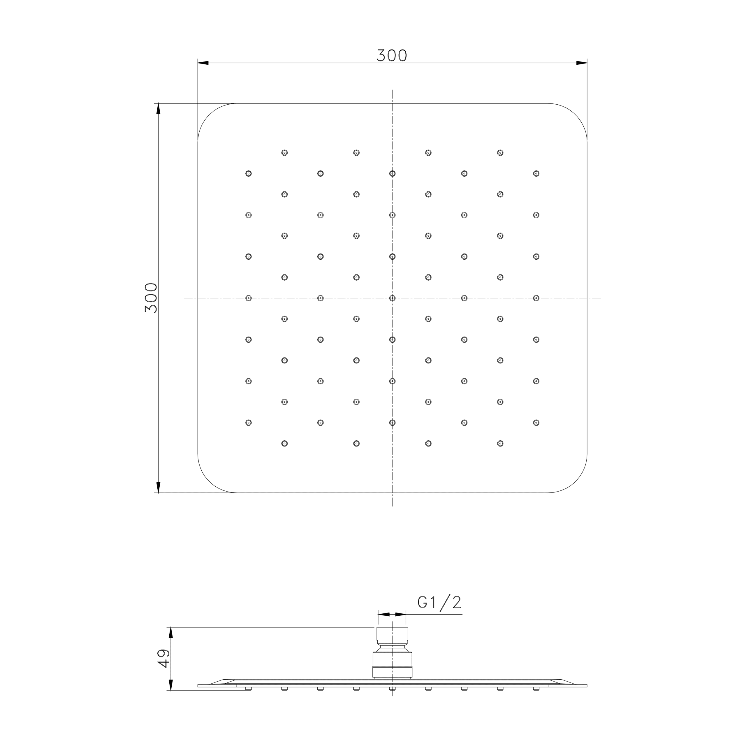 SLIM deszczownica 300x300 mm złoty mat SLIM deszczownica 300x300 mm złoty mat