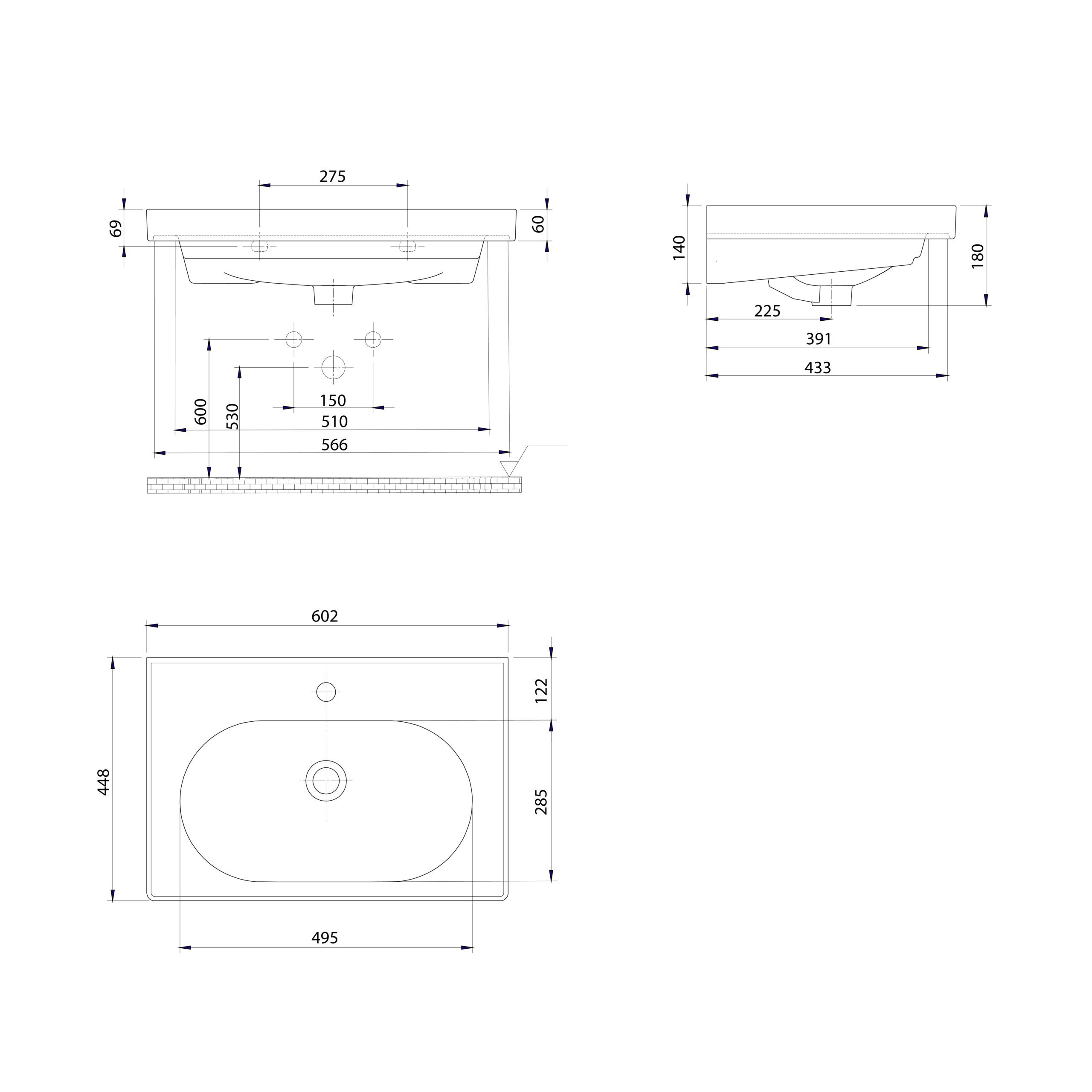 BRAND umywalka ceramiczna 60x45 cm biały BRAND umywalka ceramiczna 60x45 cm biały