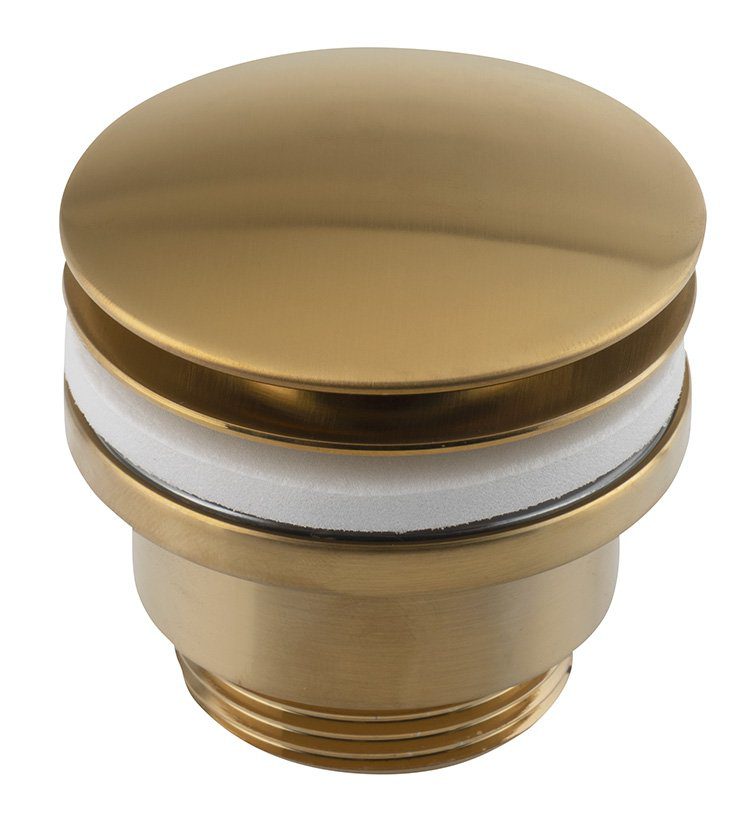 Korek umywalkowy 5/4“ klik-klak wys. 10-55mm złoty mat szczotkowany Korek umywalkowy 5/4“ klik-klak wys. 10-55mm złoty mat szczotkowany