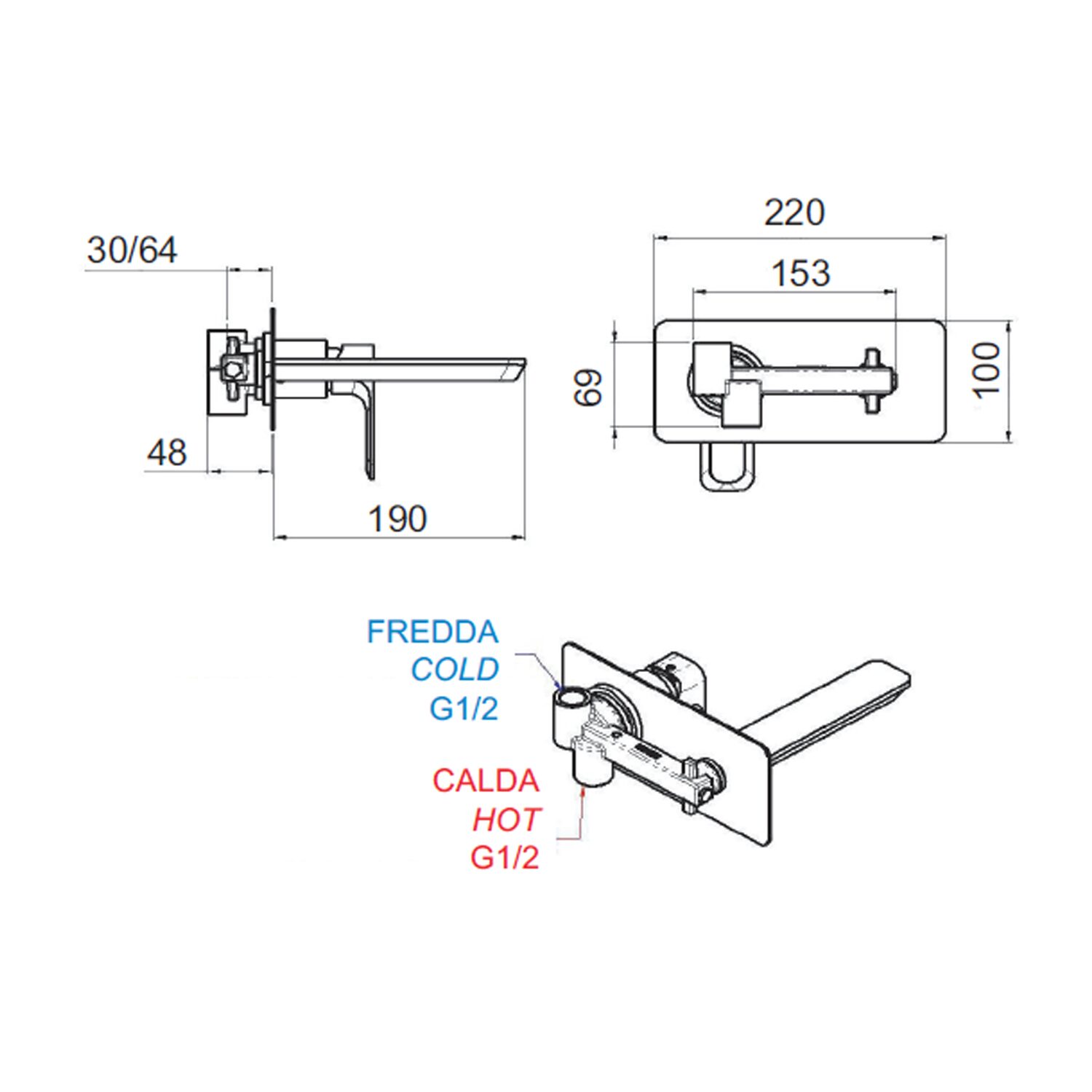 SPY bateria umywalkowa podtynkowa, złoty mat SPY bateria umywalkowa podtynkowa, złoty mat