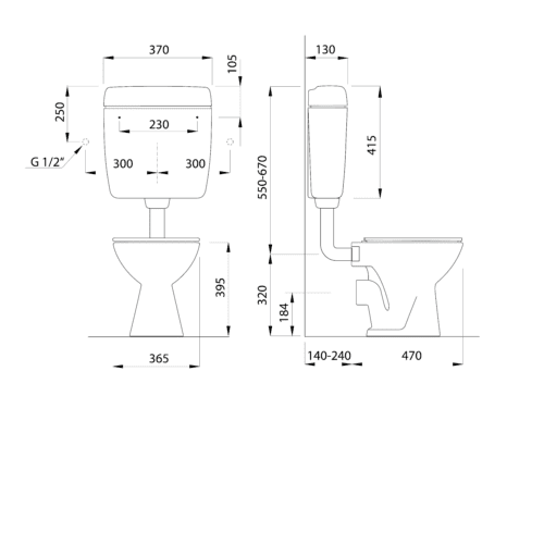 Kompakt WC ze zbiornikiem i mechanizmem spłukującym tylny odpływ
