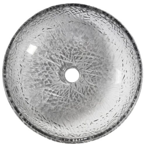 GAVIOTA szklana umywalka nablatowa średnica 42 cm przezroczysta dymiona