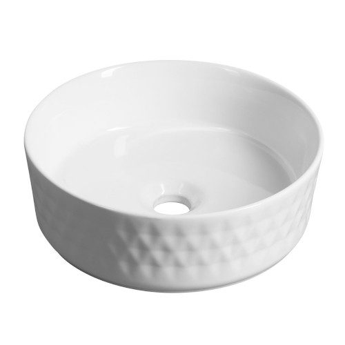 ROMBO umywalka ceramiczna nablatowa, średnica 36cm, biały