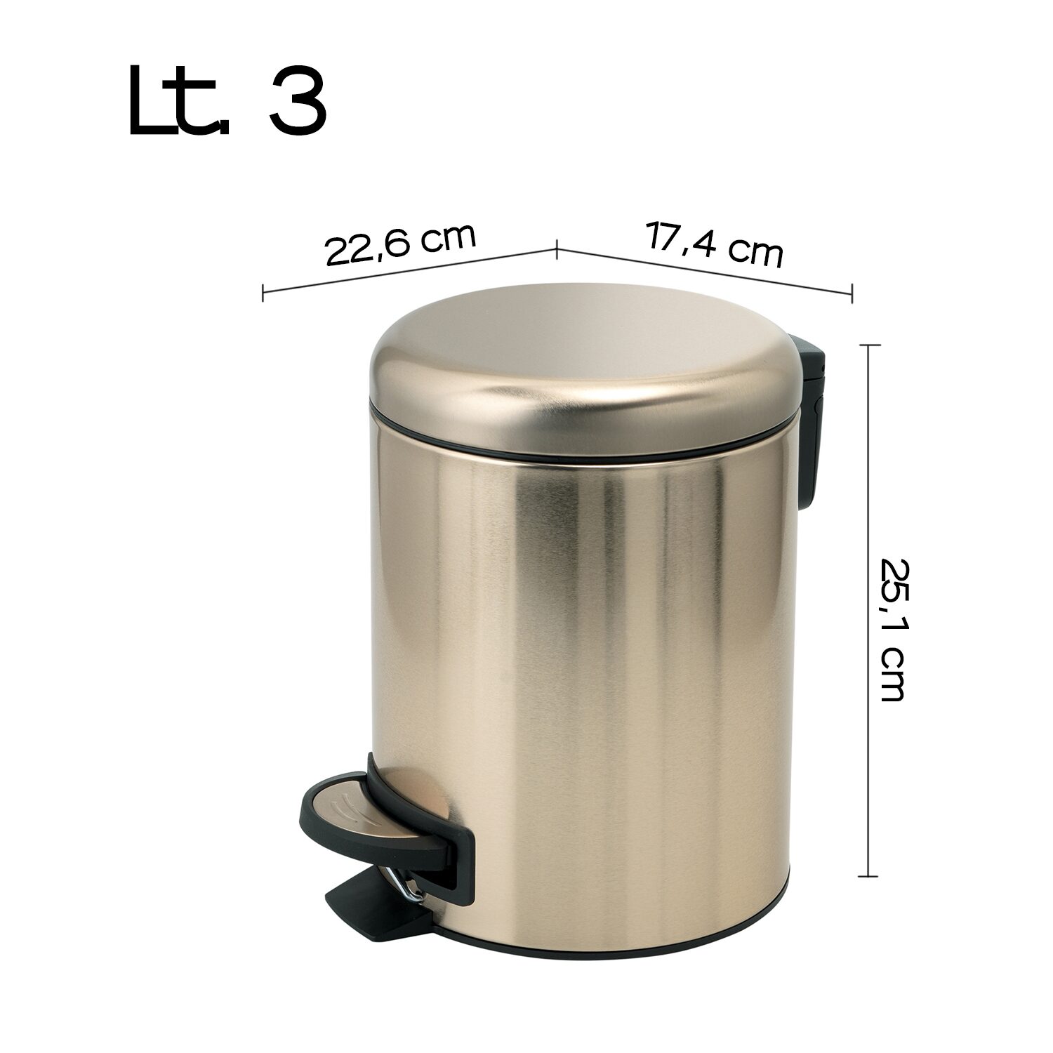 POTTY kosz na śmieci 3l, Soft Close, złoty mat POTTY kosz na śmieci 3l, Soft Close, złoty mat