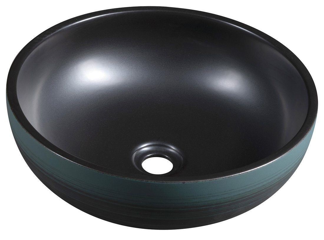 PRIORI umywalka ceramiczna nablatowa okrągła 41cm czarny/zielony PRIORI umywalka ceramiczna nablatowa okrągła 41cm czarny/zielony