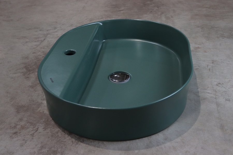 BOCCHI Sottile Slim umywalka ceramiczna nablatowa 60cm zielony mat BOCCHI Sottile Slim umywalka ceramiczna nablatowa 60cm zielony mat