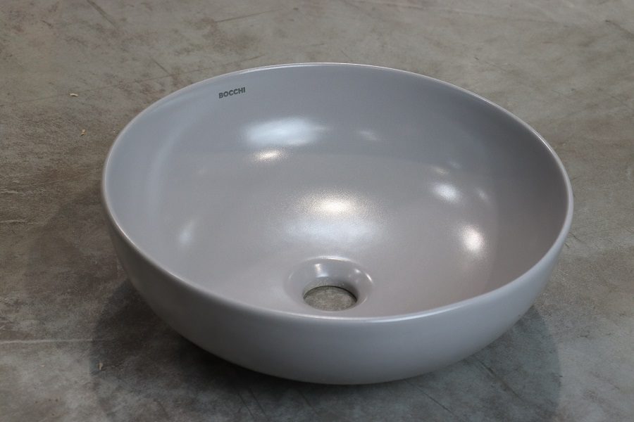 BOCCHI Sottile Slim umywalka okrągła ceramiczna 38cm szary mat BOCCHI Sottile Slim umywalka okrągła ceramiczna 38cm szary mat