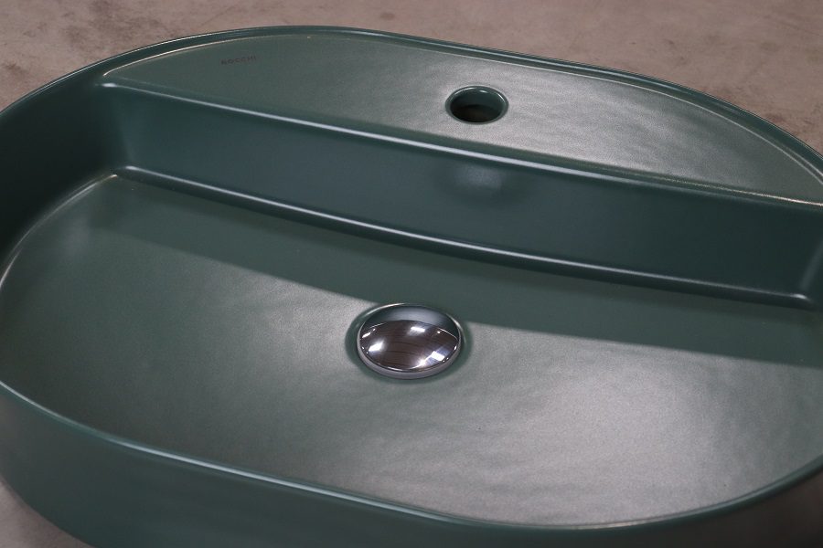 BOCCHI Sottile Slim umywalka ceramiczna nablatowa 60cm zielony mat BOCCHI Sottile Slim umywalka ceramiczna nablatowa 60cm zielony mat