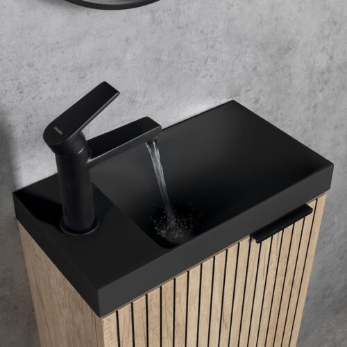 AGOS umywalka kompozytowa 40x22cm lewa/prawa czarny mat