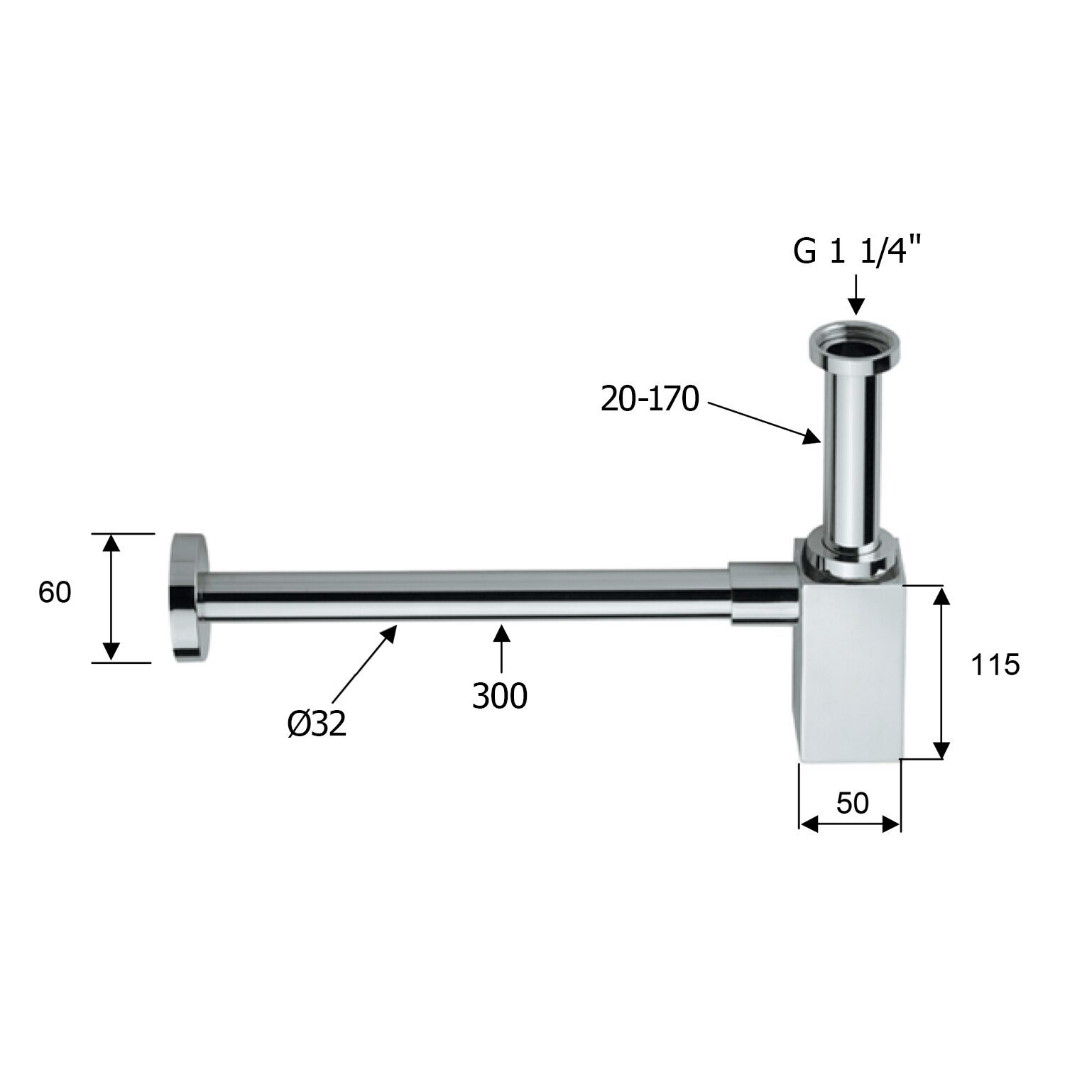 Syfon umywalkowy 5/4" odpływ 32mm kwadratowy złoty mat Syfon umywalkowy 5/4" odpływ 32mm kwadratowy złoty mat