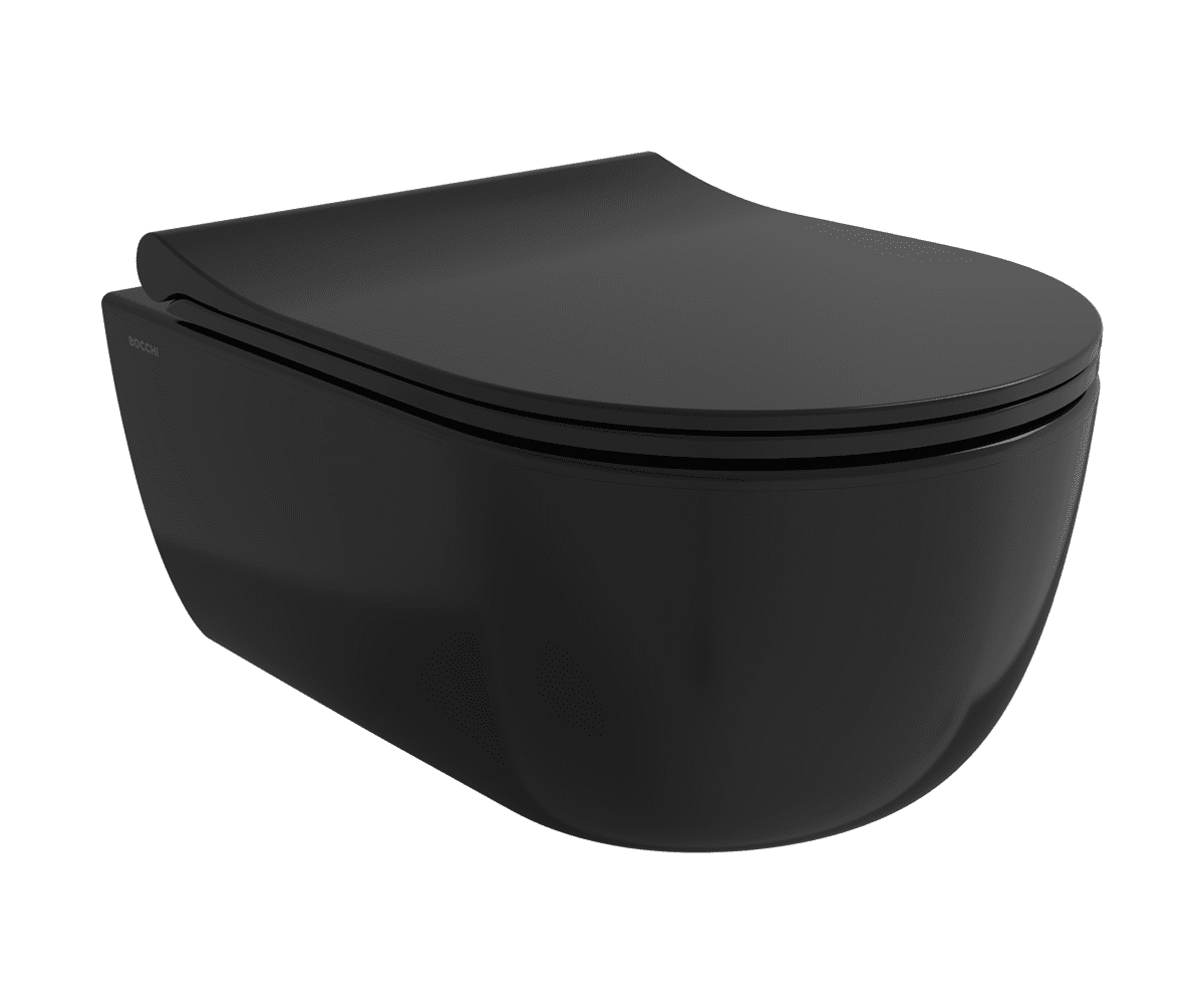 BOCCHI misa WC V-Tondo z deską + umywalka nablatowa Vessel czarny połysk BOCCHI misa WC V-Tondo z deską + umywalka nablatowa Vessel czarny połysk