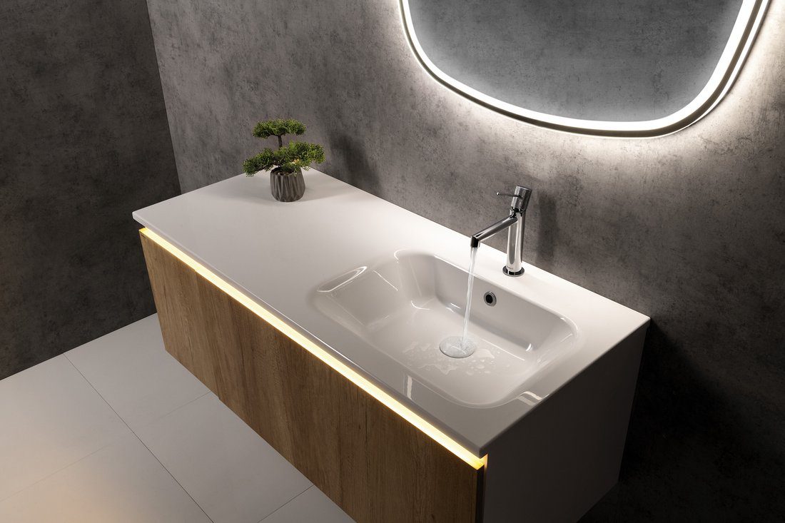 ARECA umywalka kompozytowa z blatem 101x50 cm prawa biała ARECA umywalka kompozytowa z blatem 101x50 cm prawa biała