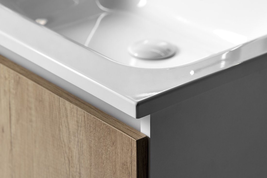 ARECA umywalka kompozytowa z blatem 141x51,5 cm prawa biała ARECA umywalka kompozytowa z blatem 141x51,5 cm prawa biała