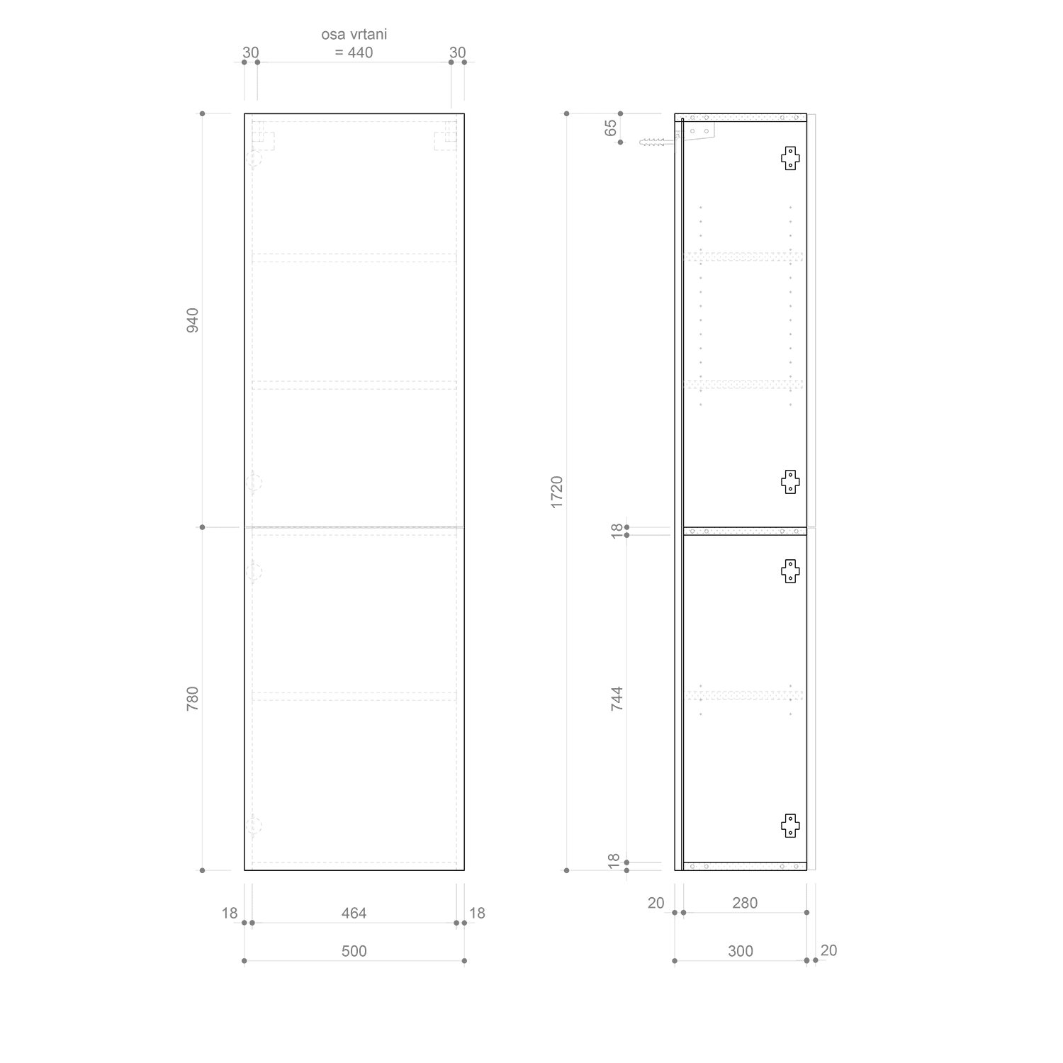 ESPACE słupek wysoki 50x172x32cm, 2 drzwiczki, lewy/prawy, agila strip ESPACE słupek wysoki 50x172x32cm, 2 drzwiczki, lewy/prawy, agila strip