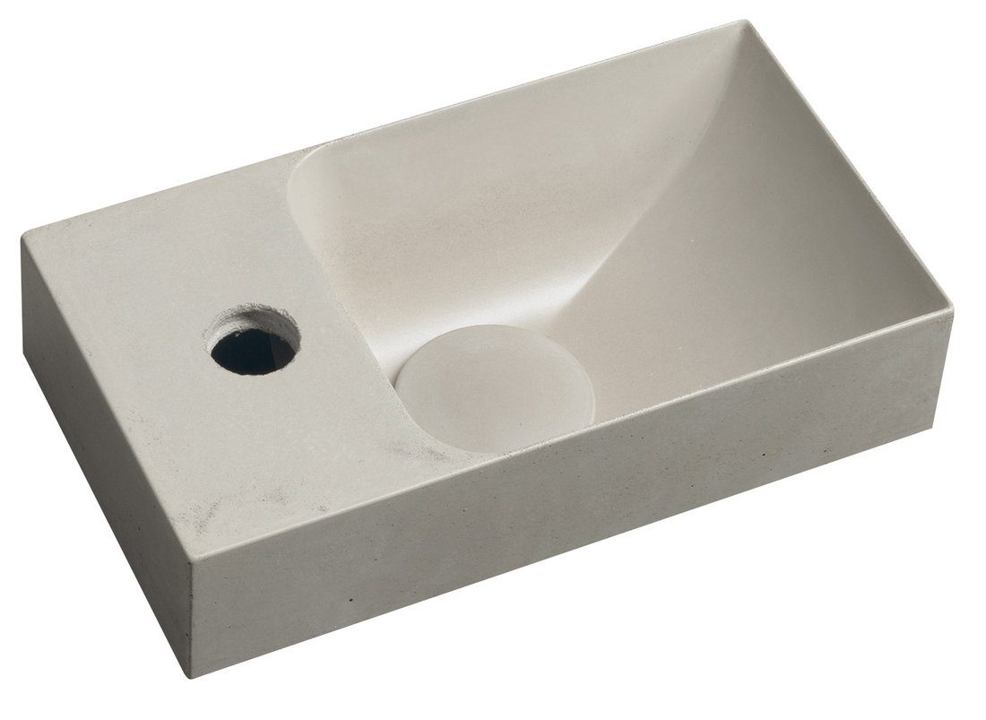 PICCOLINO umywalka betonowa, 30,8x17cm, bateria w lewo, piaskowy PICCOLINO umywalka betonowa, 30,8x17cm, bateria w lewo, piaskowy