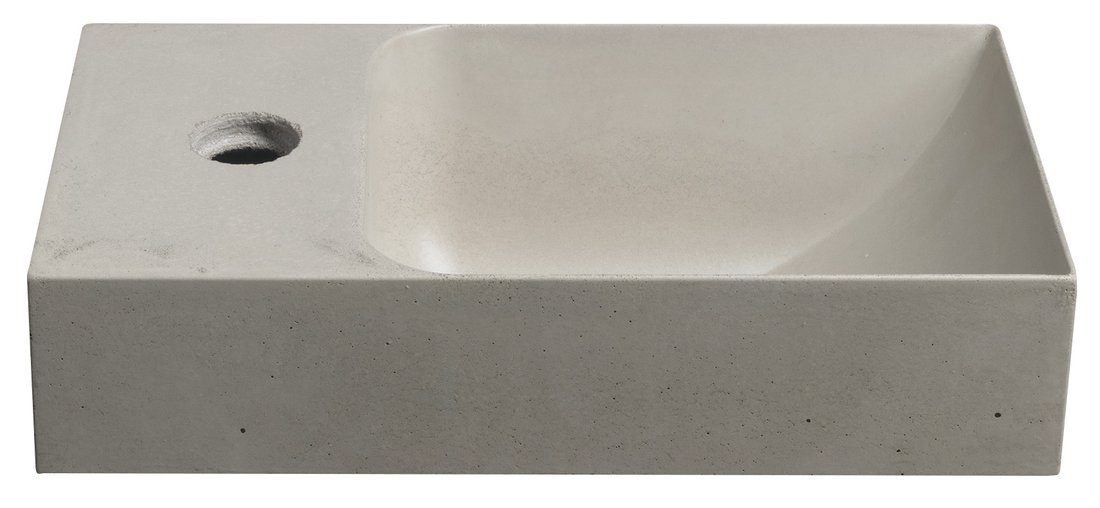 PICCOLINO umywalka betonowa, 30,8x17cm, bateria w lewo, piaskowy PICCOLINO umywalka betonowa, 30,8x17cm, bateria w lewo, piaskowy
