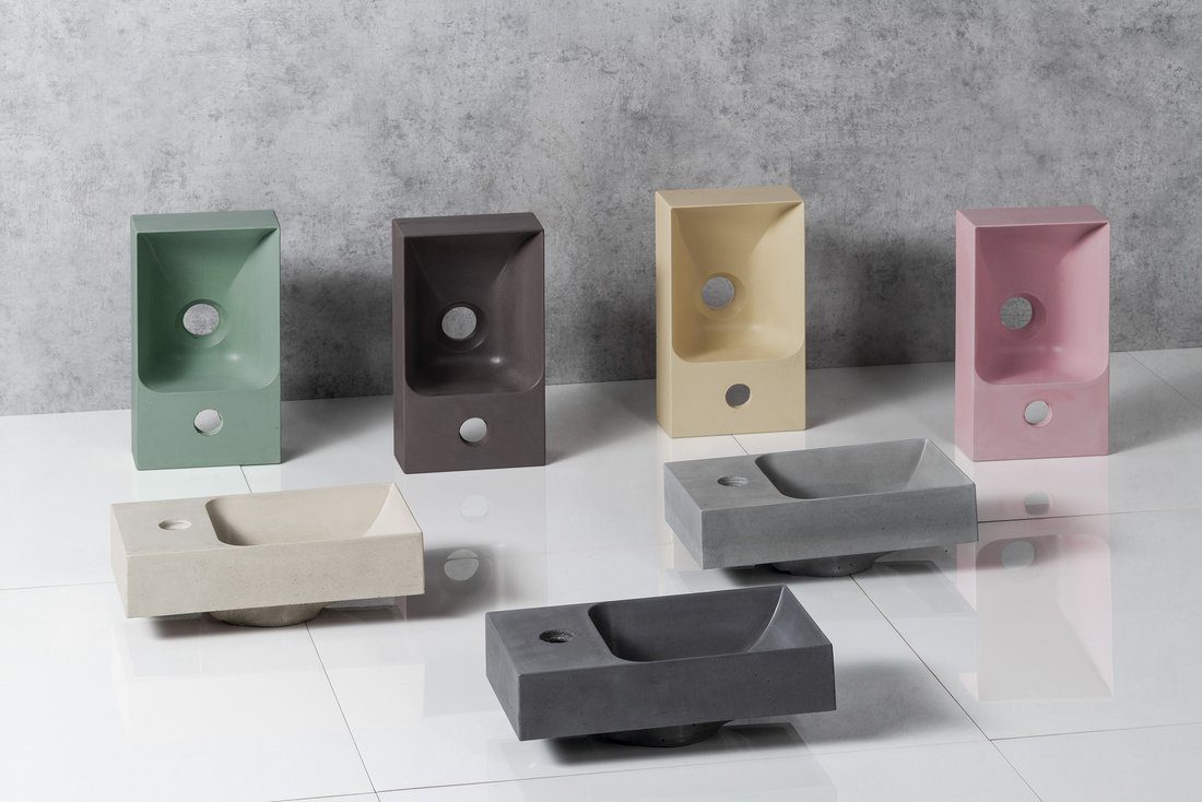 PICCOLINO umywalka betonowa, 30,8x17cm, bateria z prawej strony, piaskowy PICCOLINO umywalka betonowa, 30,8x17cm, bateria z prawej strony, piaskowy