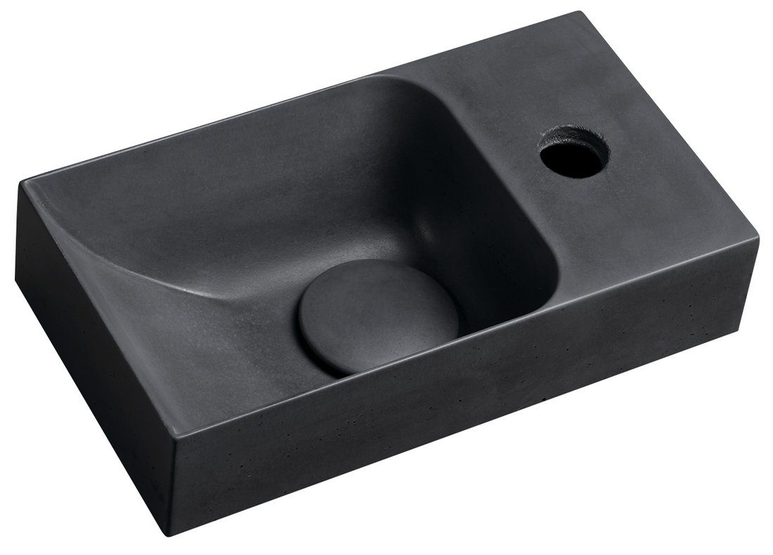 PICCOLINO umywalka betonowa, 30,8x17cm, bateria z prawej strony, antracyt PICCOLINO umywalka betonowa, 30,8x17cm, bateria z prawej strony, antracyt