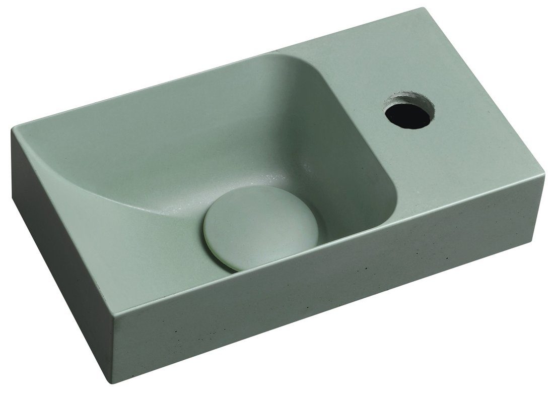 PICCOLINO umywalka betonowa, 30,8x17cm, bateria z prawej strony, zielony PICCOLINO umywalka betonowa, 30,8x17cm, bateria z prawej strony, zielony