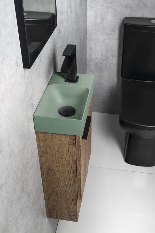 PICCOLINO umywalka betonowa, 30,8x17cm, bateria z prawej strony, zielony PICCOLINO umywalka betonowa, 30,8x17cm, bateria z prawej strony, zielony