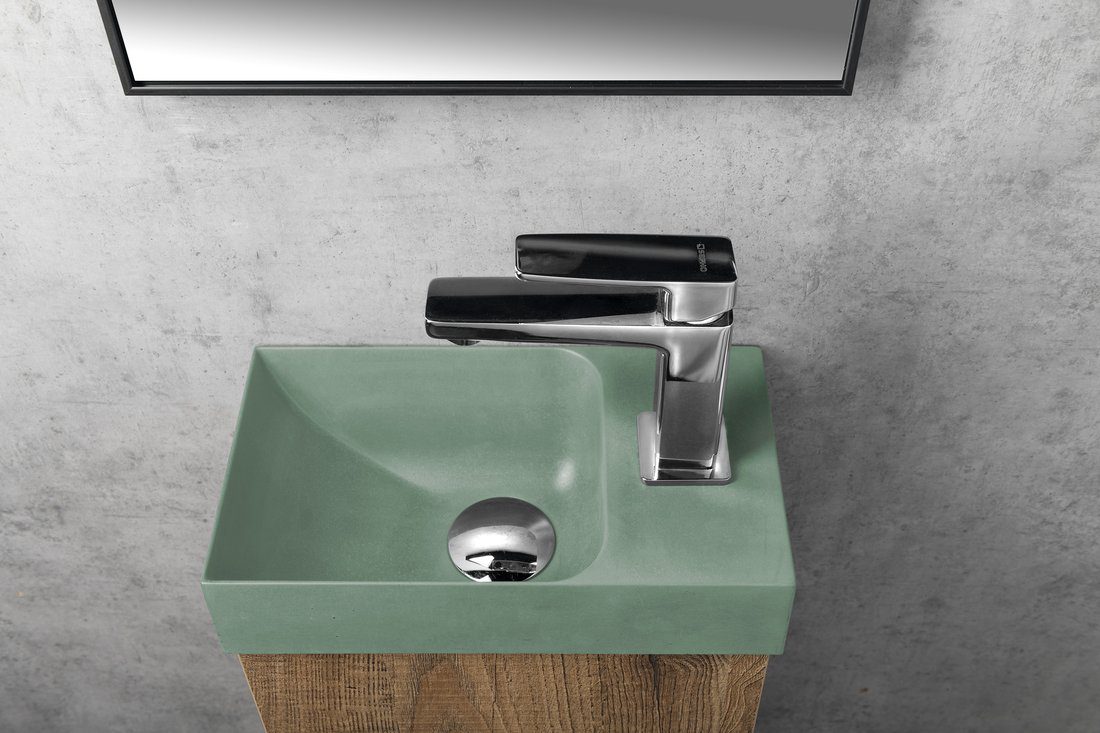 PICCOLINO umywalka betonowa, 30,8x17cm, bateria z prawej strony, zielony PICCOLINO umywalka betonowa, 30,8x17cm, bateria z prawej strony, zielony
