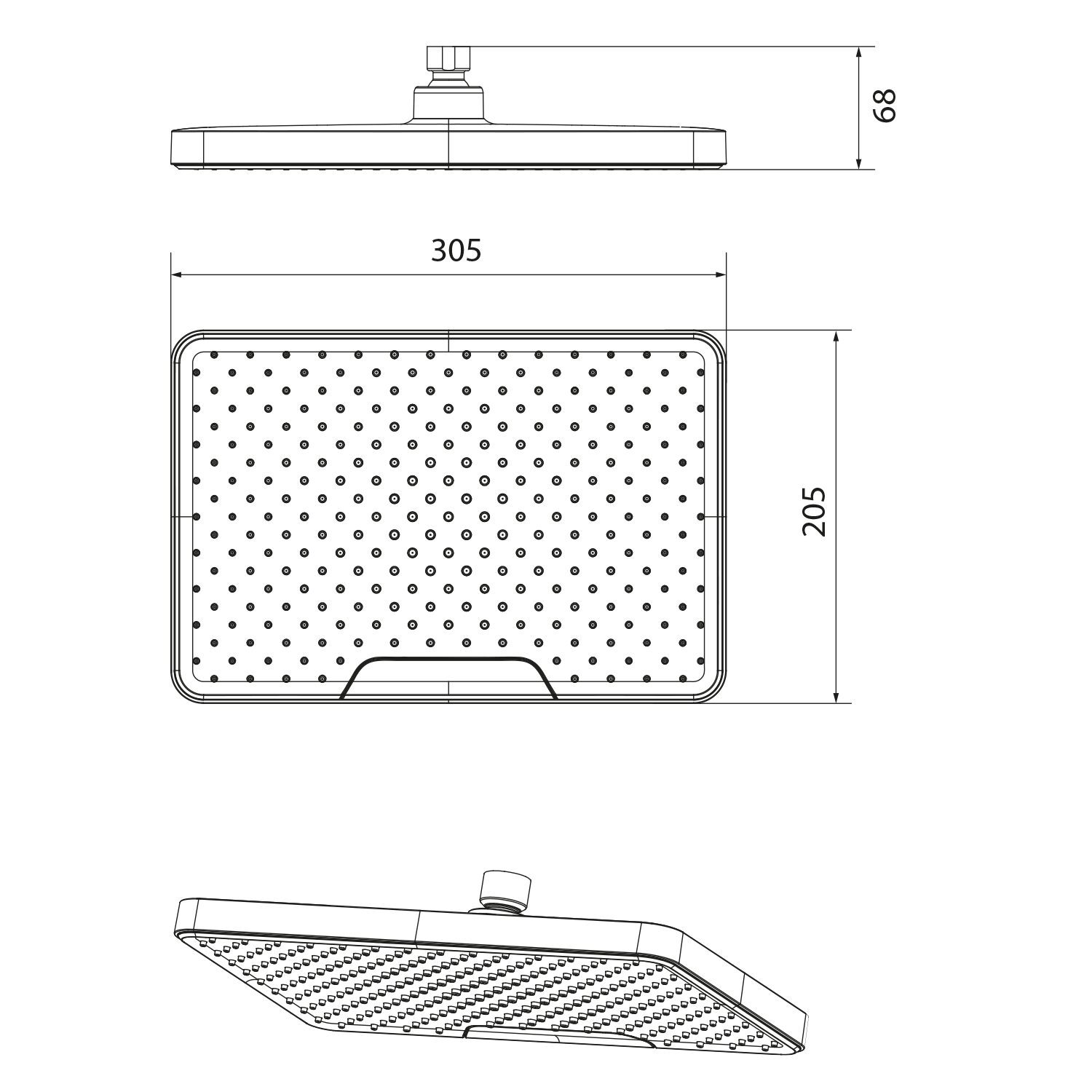 Deszczownica 205×305 mm ABS/chrom Deszczownica 205×305 mm ABS/chrom