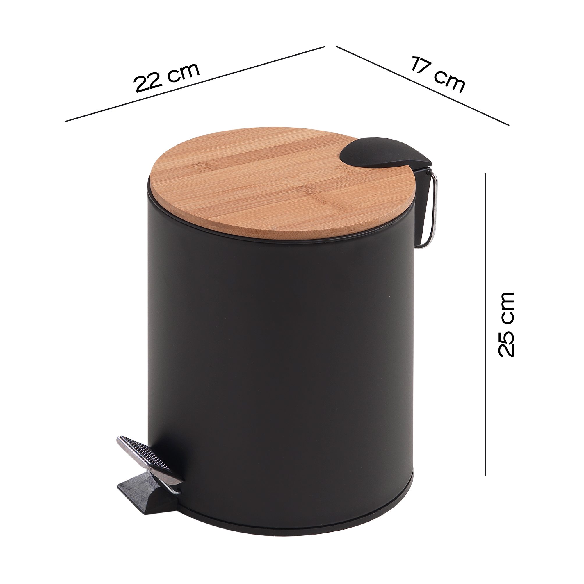 KENTA kosz na śmieci 3L Soft Close czarny mat/bambus KENTA kosz na śmieci 3L Soft Close czarny mat/bambus