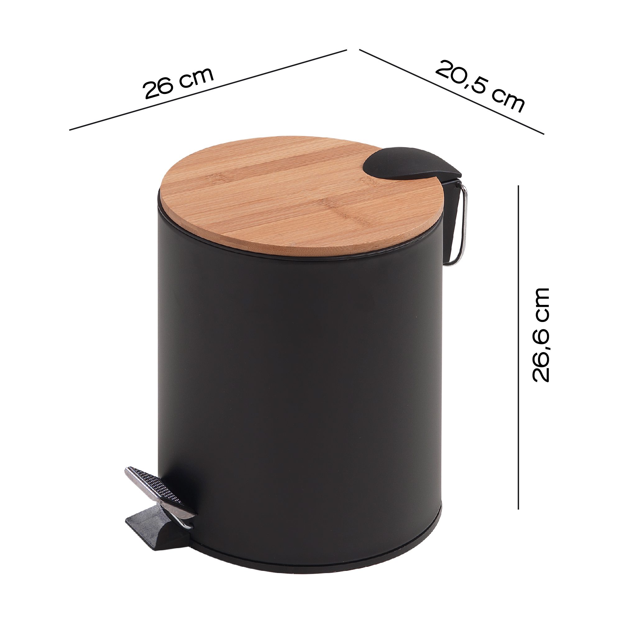 KENTA kosz na śmieci 5L Soft Close czarny mat/bambus KENTA kosz na śmieci 5L Soft Close czarny mat/bambus