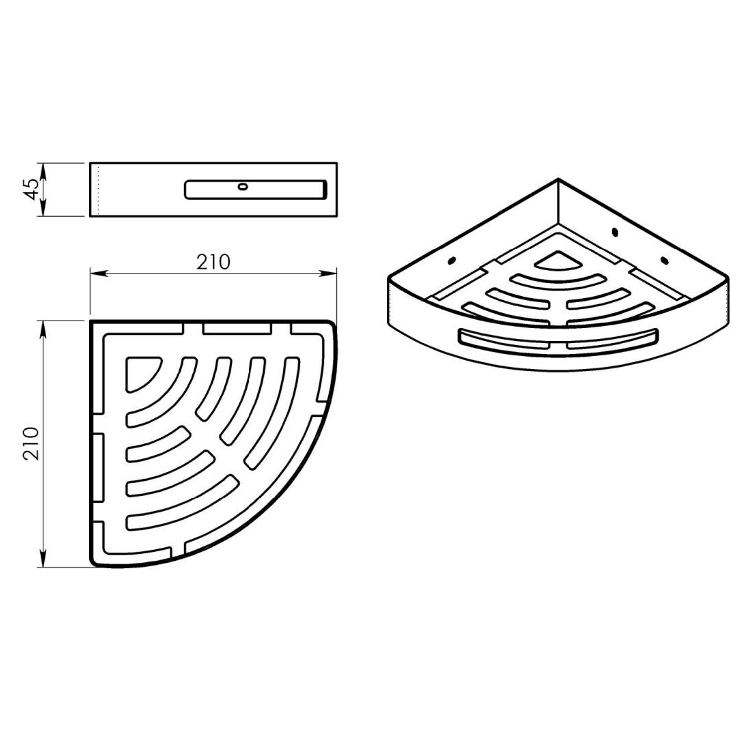 SMART półka narożna do kabiny prysznicowej, 210x45x210mm, złoto mat SMART półka narożna do kabiny prysznicowej, 210x45x210mm, złoto mat