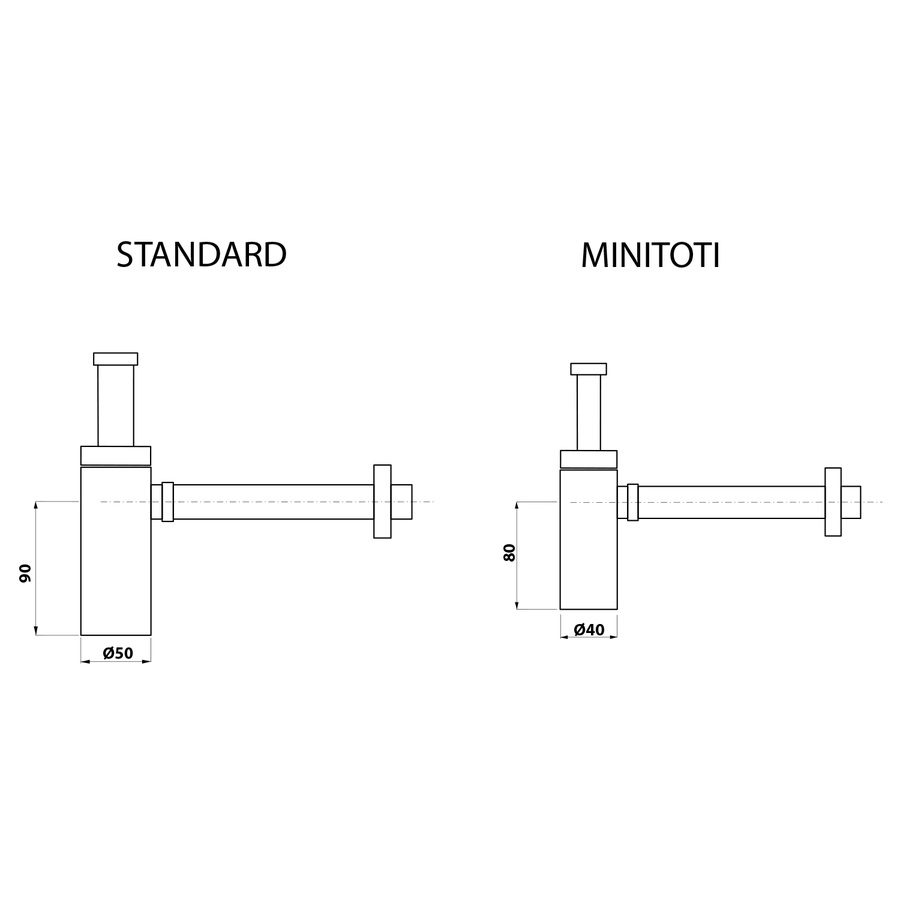 MINITOTI syfon umywalkowy 5/4" 32 mm czarny mat MINITOTI syfon umywalkowy 5/4" 32 mm czarny mat