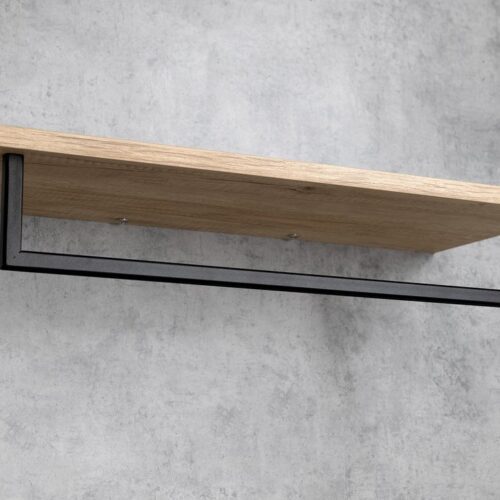 SKA półka na ręczniki z relingiem 600x250mm kolor dąb/czarny mat