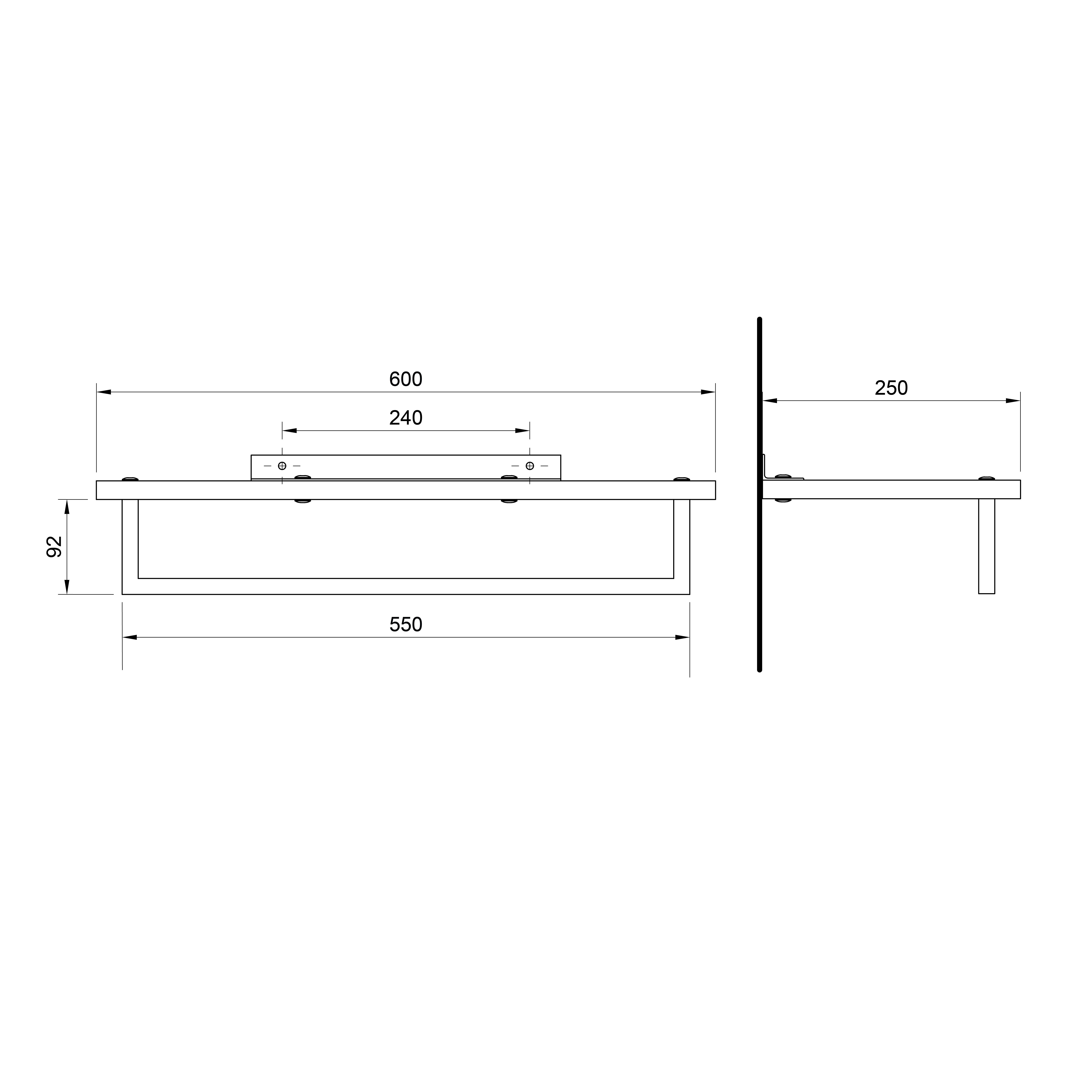 SKA półka na ręczniki z relingiem 600x250mm kolor biały mat SKA półka na ręczniki z relingiem 600x250mm kolor biały mat