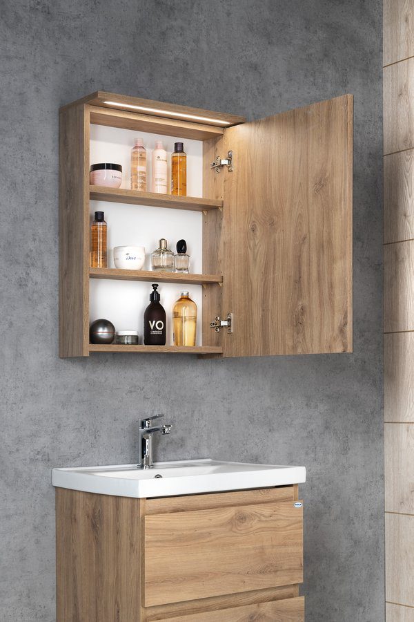 KAWA STRIP szafka z lustrem oświetlenie LED 50x70x22cm dąb emporio KAWA STRIP szafka z lustrem oświetlenie LED 50x70x22cm dąb emporio
