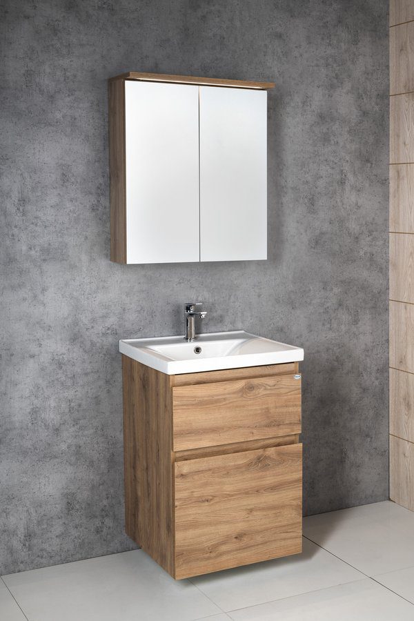 KAWA STRIP szafka z lustrem oświetlenie LED 60x70x22cm dąb emporio KAWA STRIP szafka z lustrem oświetlenie LED 60x70x22cm dąb emporio