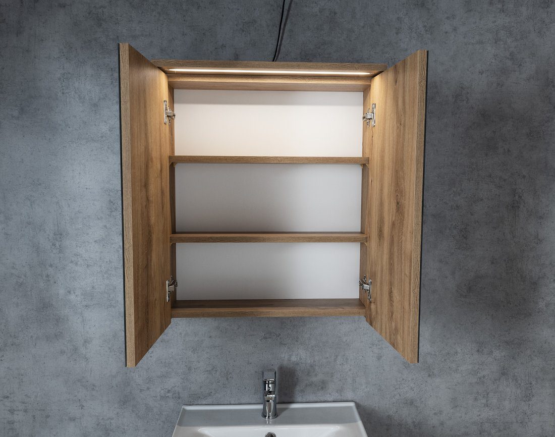 KAWA STRIP szafka z lustrem oświetlenie LED 60x70x22cm dąb emporio KAWA STRIP szafka z lustrem oświetlenie LED 60x70x22cm dąb emporio