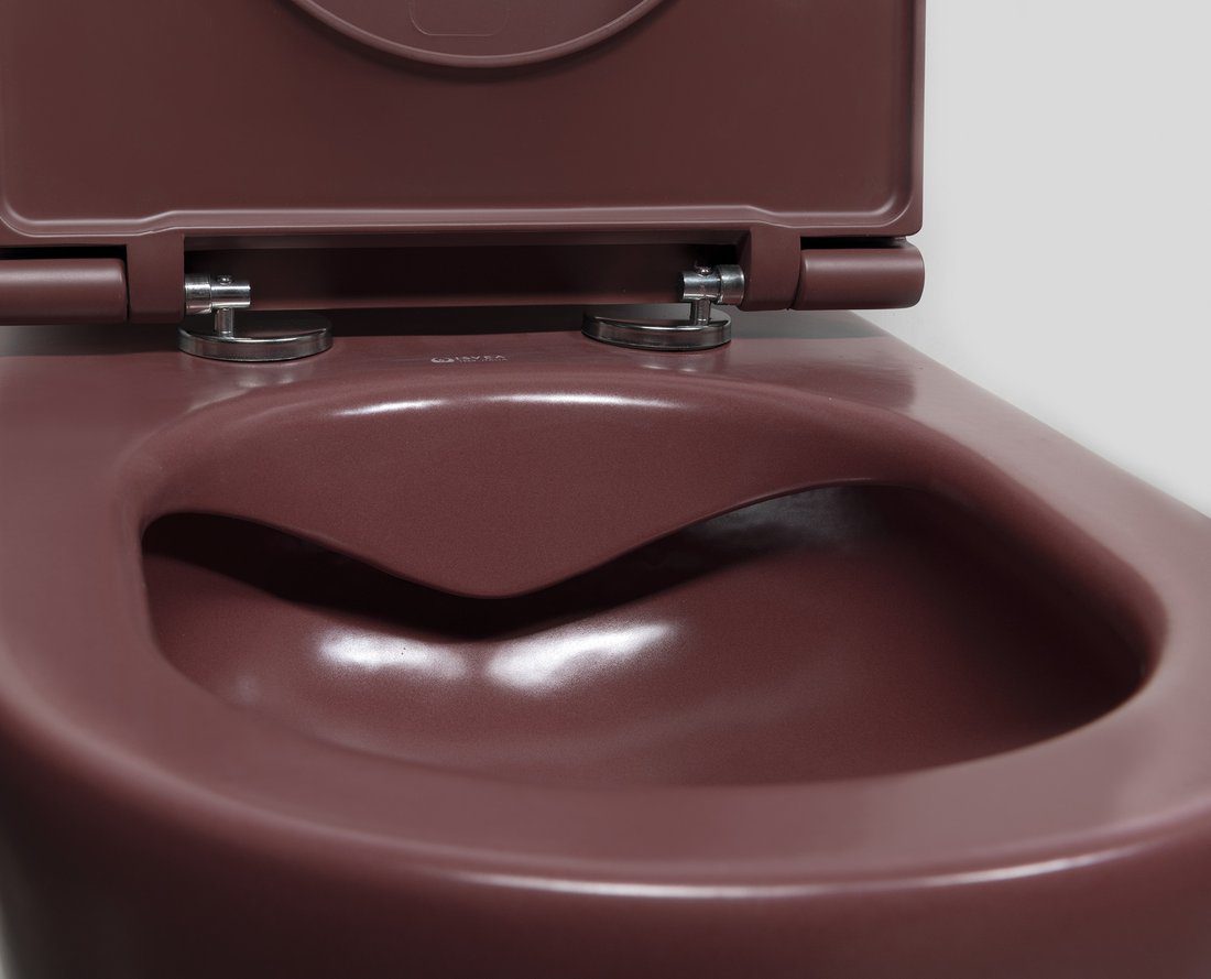 INFINITY miska WC wisząca, Rimless, 36,5x53cm, maroon red mat - obrazek 2