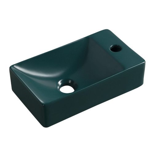 MARGITHA umywalka ceramiczna 38x22cm otwór na baterię po prawej petrol